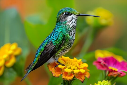 Savegre Costa Rica: Vibrant Hummingbirds Among Colorful Flowers. Concept Nature Photography, Wildlife Encounters, Bird Watching, Costa Rican Biodiversity