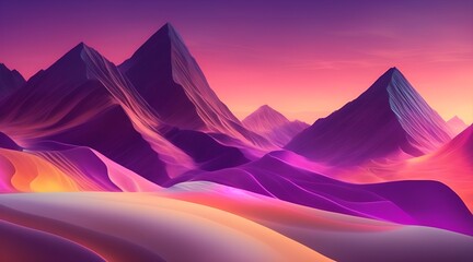 sunset in the mountains in winter