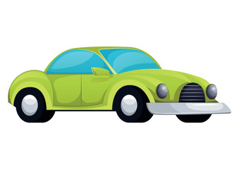 Fototapeta premium Illustration of colorful car sticker. The artwork perfectly combines complex design elements with a bright cartoon style, depicting a green retro car. Vector illustration.