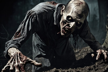 Undead zombie out of the ground