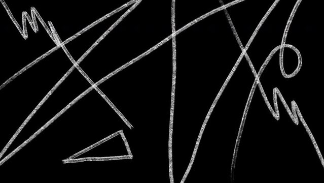 Chalk streaks on blackboard, grunge drawing texture background animation.