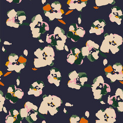 Abstract floral seamless pattern. Bright colors, gouache painting.