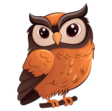 Sticker image of a colorful owl. This cute owl illustration features bright colors and an adorable cartoon design on a clean white background. Vector illustration.