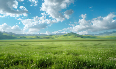 The grassland, on the clean background.