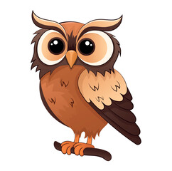 Sticker image of a colorful owl. The colorful owl illustration features intricate design details and a lively cartoon style on a pristine white background. Vector illustration.
