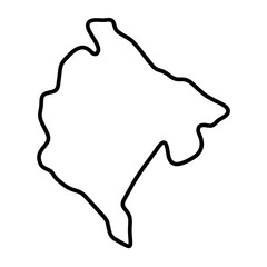 Montenegro country simplified map. Thick black outline contour. Simple vector icon