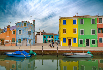 Burano island and its colorful houses, Venice, Italy. - 763414401