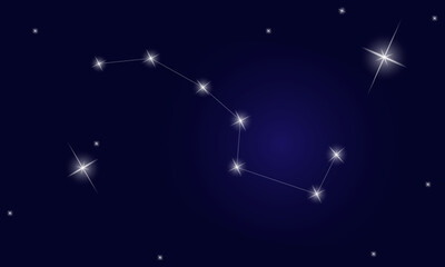 Constellation Ursa Major. Shining stars and the constellation Ursa Major. Vector illustration EPS10.