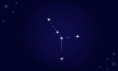 On a blue background, the constellation Cancer with shining stars. Vector illustration EPS10.