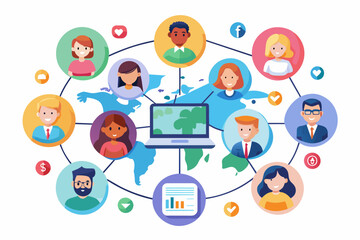 Social Network Online Marketing Content Cartoon Illustrations & Vectors