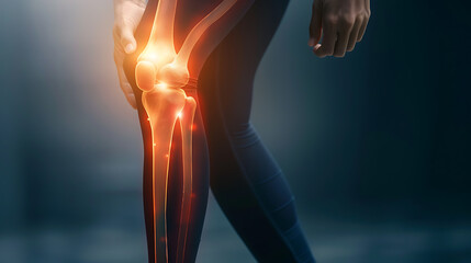 Woman suffering from knee pain.  - obrazy, fototapety, plakaty