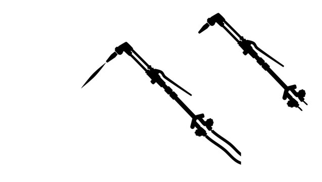 Oxy acetylene cutting torch , black isolated silhouette