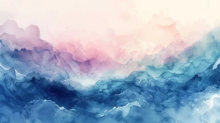 Poster Soothing watercolor textures wash over abstract backgrounds, serene calm and tranquility concept © Sunday Cat Studio