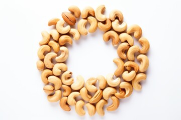 Cashew nuts arranged in a circular pattern
