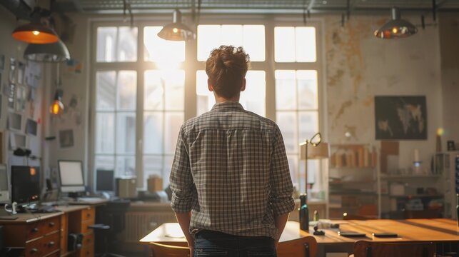 Man standing at the workplace of start-up 