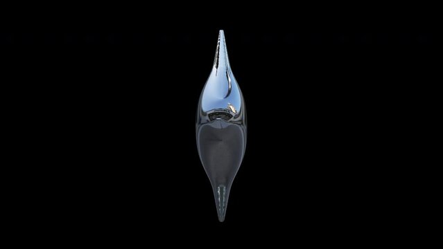 Rotating 3d retro shiny chrome metallic silver abstract inflated balloon rounded star. Y2k shape, rave, retro, 90&rsquo;s, 80&rsquo;s style isolated on black background with alpha matte.