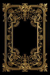 Golden art deco frame with ornament. Retro golden art deco or art nouveu frame in roaring 20s style.