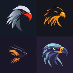 A sleek and modern flat illustration of a majestic hawk in a vector logo, conveying power and focus in a minimalist style.