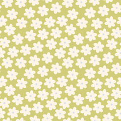 Pattern with white daisies on a green background. Great for wallpaper, backgrounds, packaging, fabric, scrapbook