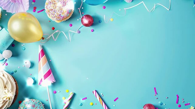 April's Fool Day Background. Plain background decorated with birthday party stuff. wide copy space for text 