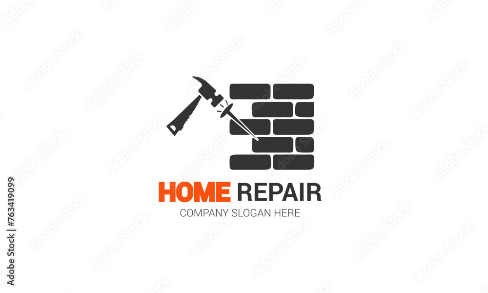 Wall mural creative home repair service vector logo design