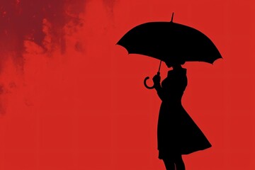 a silhouette of a woman holding an umbrella