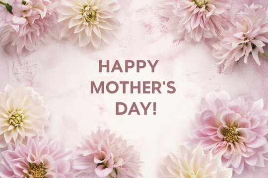 Soft pastel flowers create a serene background for a warm 'Happy Mother's Day' message, embodying affection and gratitude