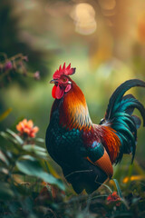 Fototapeta premium Free-Range Chickens: Organic Farming in the Countryside 