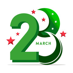 a green and white sign that says 23rd march Pakistan Day Vector Illustration