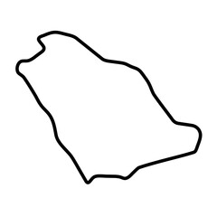 Saudi Arabia country simplified map. Thick black outline contour. Simple vector icon