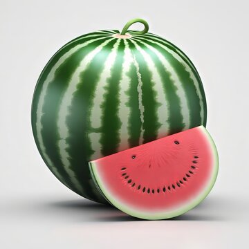 watermelon, 3d render, isolated on white background