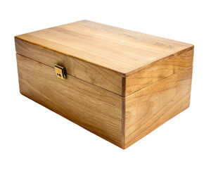Wooden box with lid. isolated on transparent background.