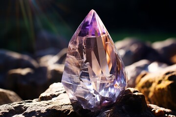 Obraz premium Close up of a sparkling crystal gemstone in natural light