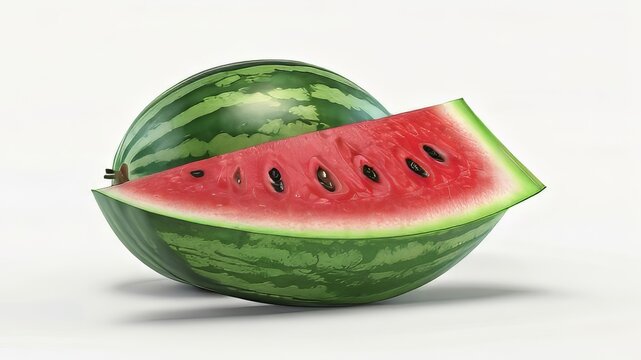 watermelon, 3d render, isolated on white background