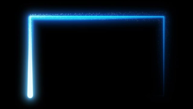 Rectangular frame line seamless looping video with a blue neon effect