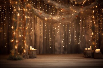 Stage with a curtain and some candles - obrazy, fototapety, plakaty