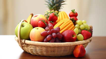 Naklejka na ściany i meble A clipart of a fruit basket with a variety of fresh fruits, representing healthy eating choices.