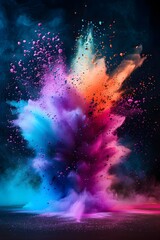 Vibrant Color Splash Explosion in Pop Art Style against Monochrome Background