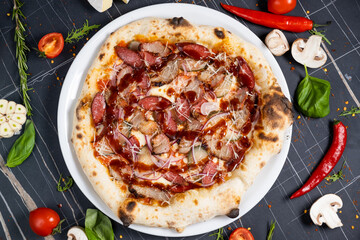 Pizza with a lot of cheese stretch