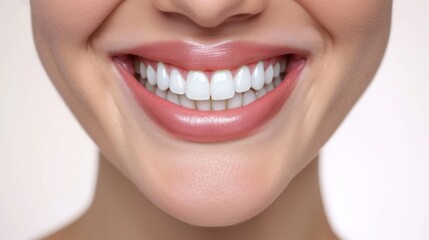 Fototapeta premium Perfect healthy teeth smile of a woman isolated on a white background.