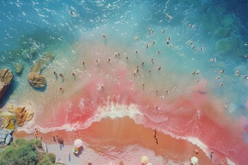 Group of People Standing on Beach by the Ocean
