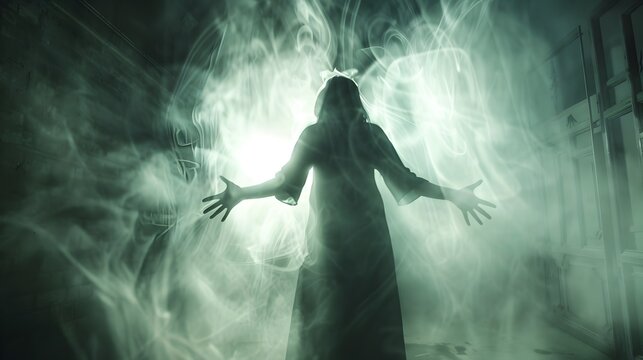 Intense Lighting Reveals Sinister Female Demon in Sci-Fi Backdrop