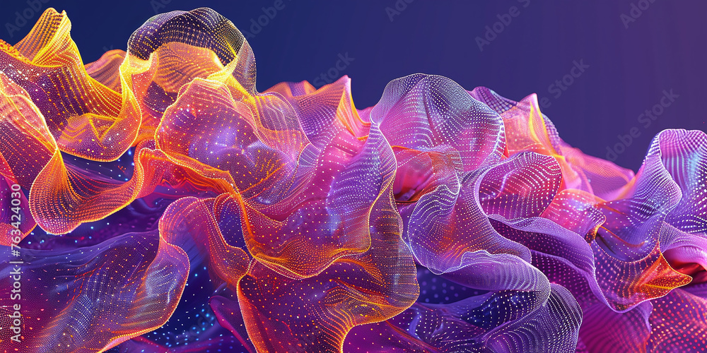 Fototapete abstract multicolored organic structure on a purple background. 3d rendering.