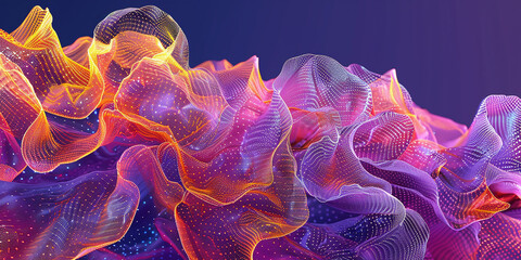 abstract multicolored organic structure on a purple background. 3D rendering.