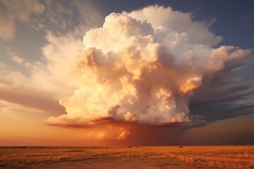 Fototapeta na wymiar Massive cloud hovering above a picturesque field