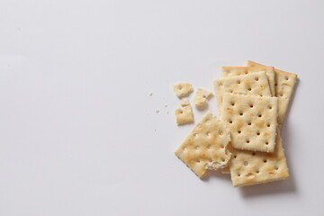 Crackers on a white background