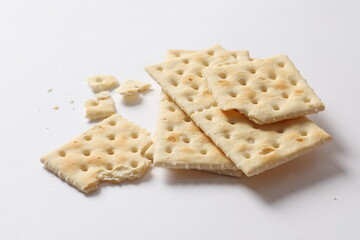 Crackers on a white background
