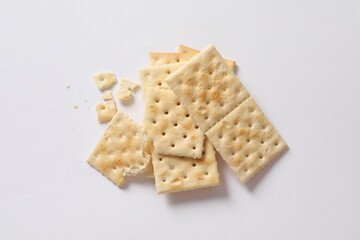 Crackers on a white background