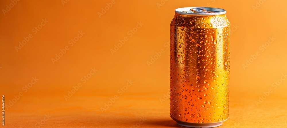 Aufkleber mock up aluminum beverage soda can on abstract background with copy space for text
