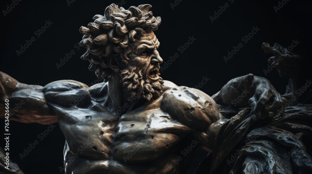 Poster Classical statue of gladiator battle determination and weaponry detailed